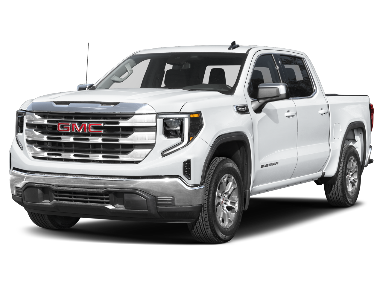 2025 GMC Sierra 1500 SLT in Summit White — front three-quarter view