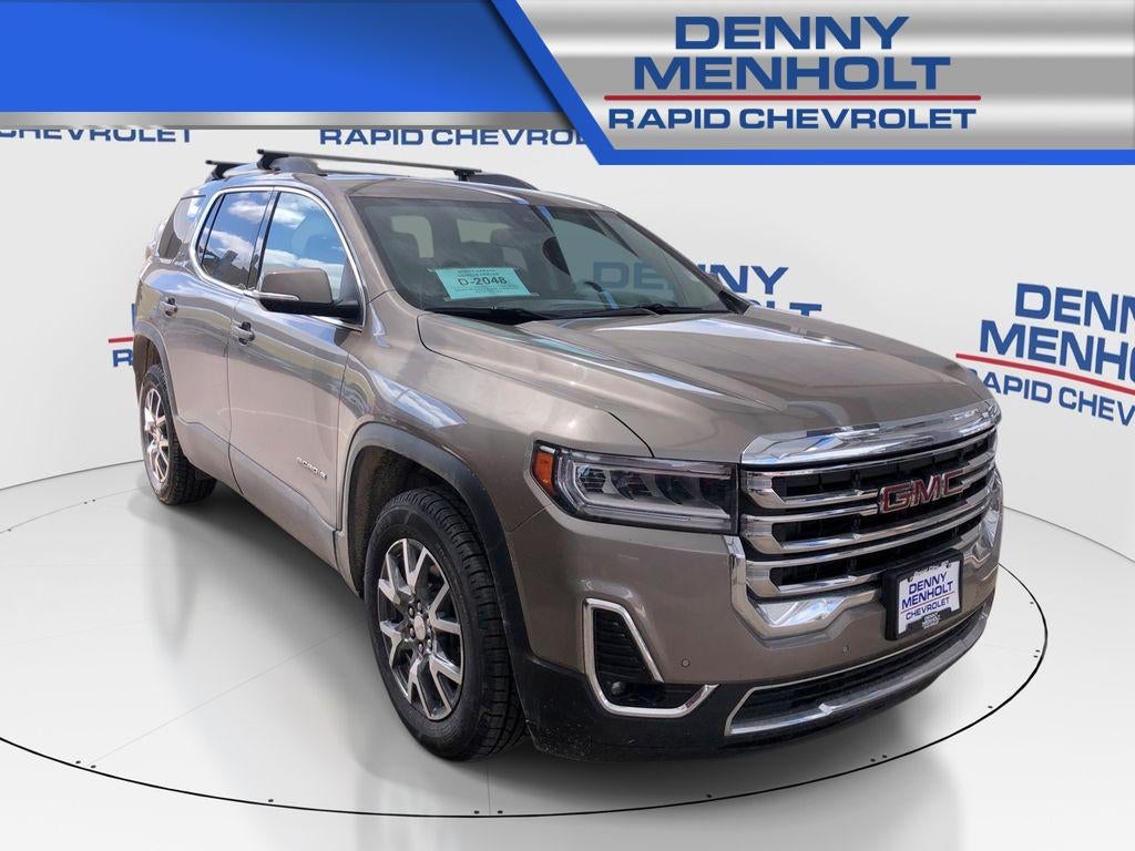 2023 GMC Acadia SLT in Light Stone Metallic — front three-quarter view