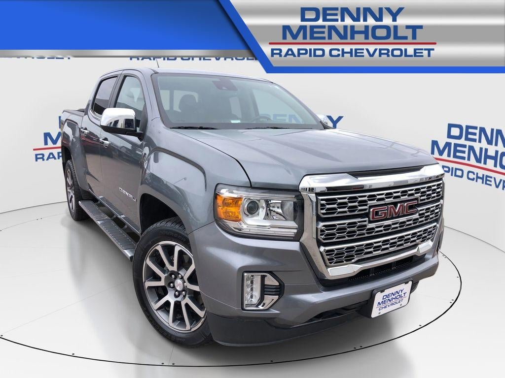 2022 GMC Canyon Denali in Satin Steel Metallic — front three-quarter view